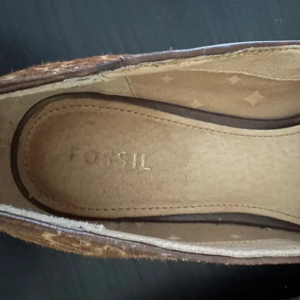 Fossil Shoes Women's 7.5 Giraffe Print Flat Fossil Slip‎ On Ballet